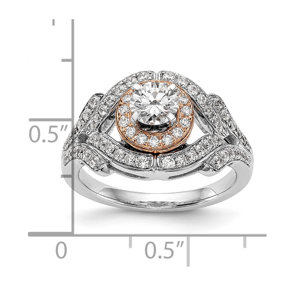 0.50ct. CZ Solid Real 14K Two-tone Peg Set Halo Engagement Ring