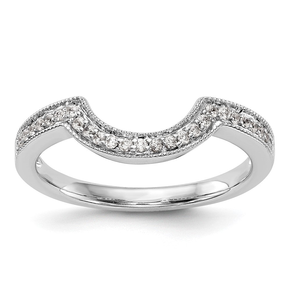 0.14ct. CZ Solid Real 14K White Gold Wedding Wedding Band Ring