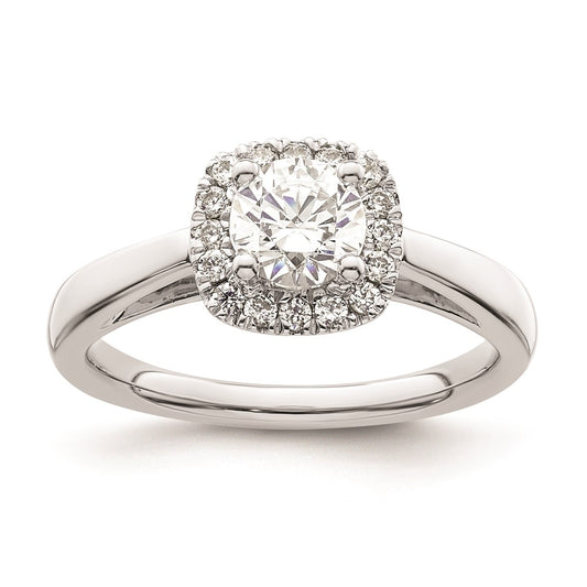 0.75ct. CZ Solid Real 14K White Gold Princess Cushion Halo Engagement Ring