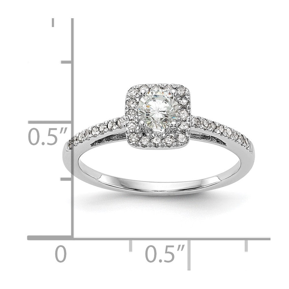 0.33ct. CZ Solid Real 14K White Gold Round Cushion Halo Engagement Ring