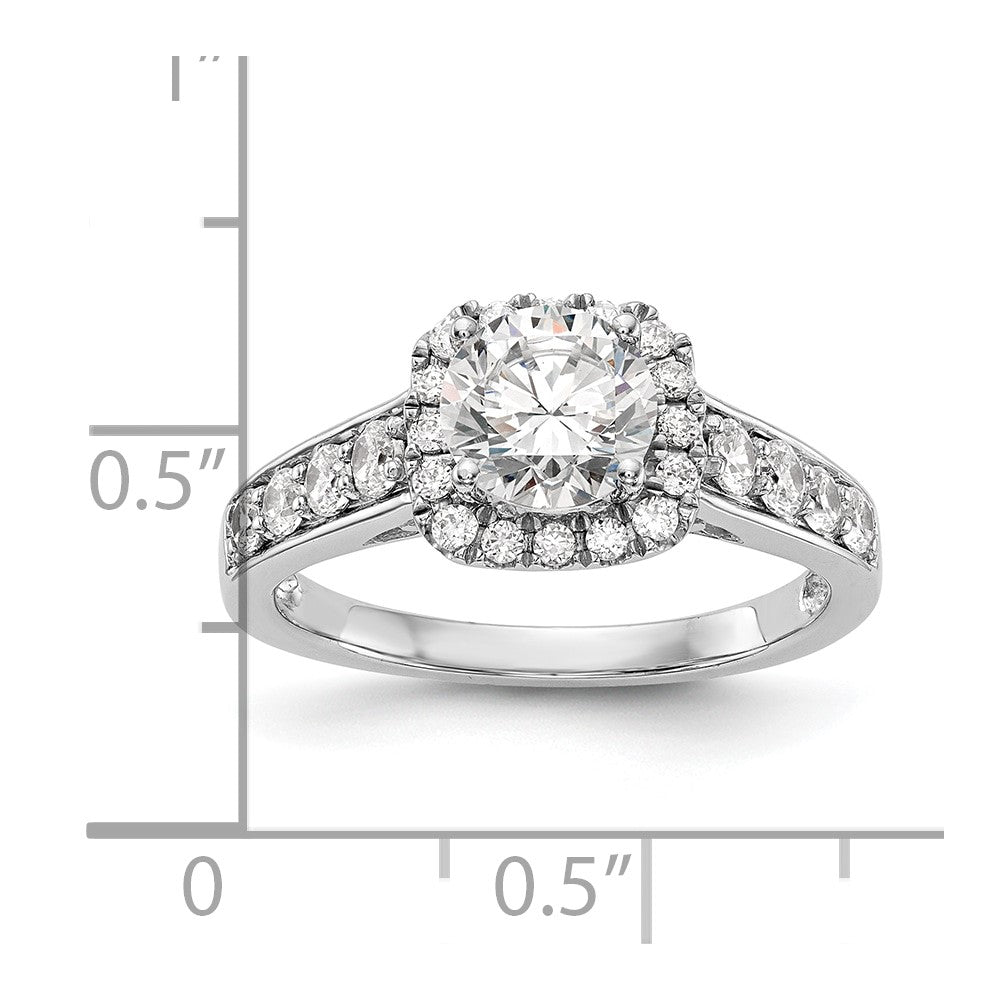 0.53ct. CZ Solid Real 14K White Gold Peg Set Cushion Halo Engagement Ring