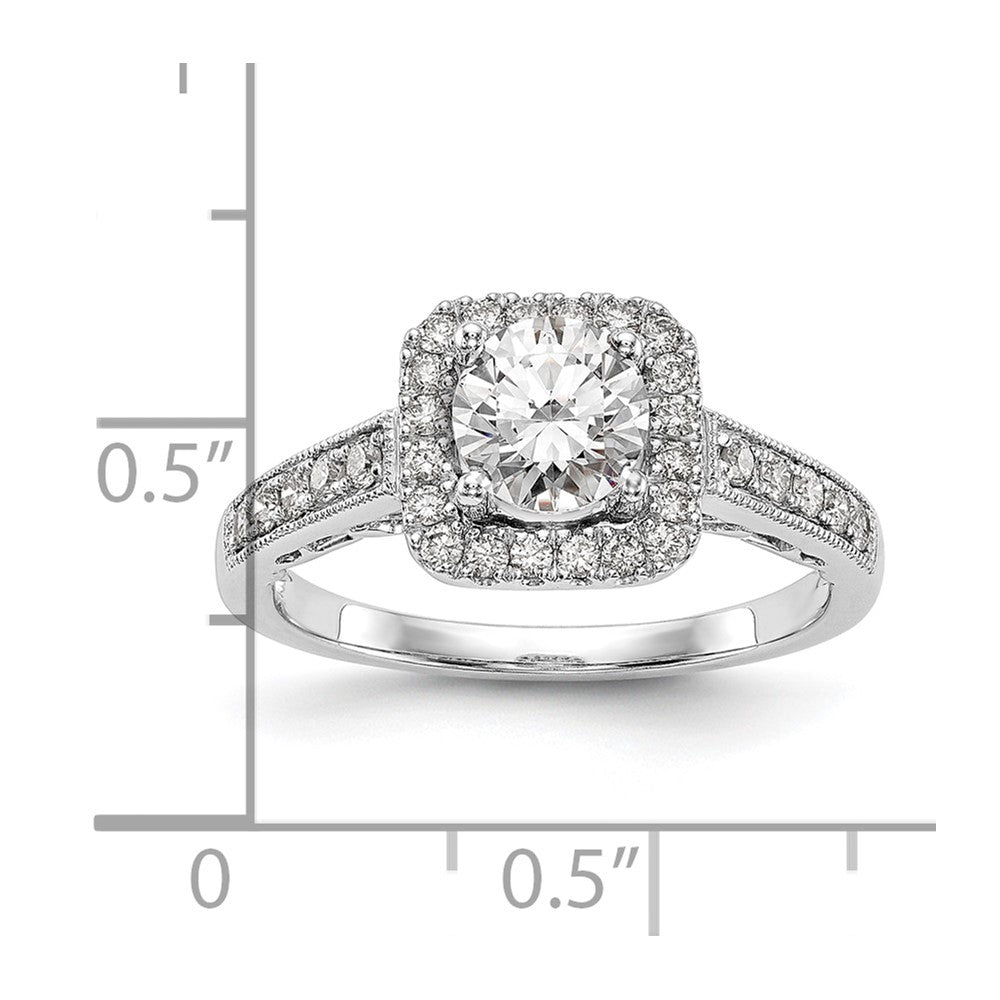 0.75ct. CZ Solid Real 14K White Gold Round Cushion Halo Engagement Ring