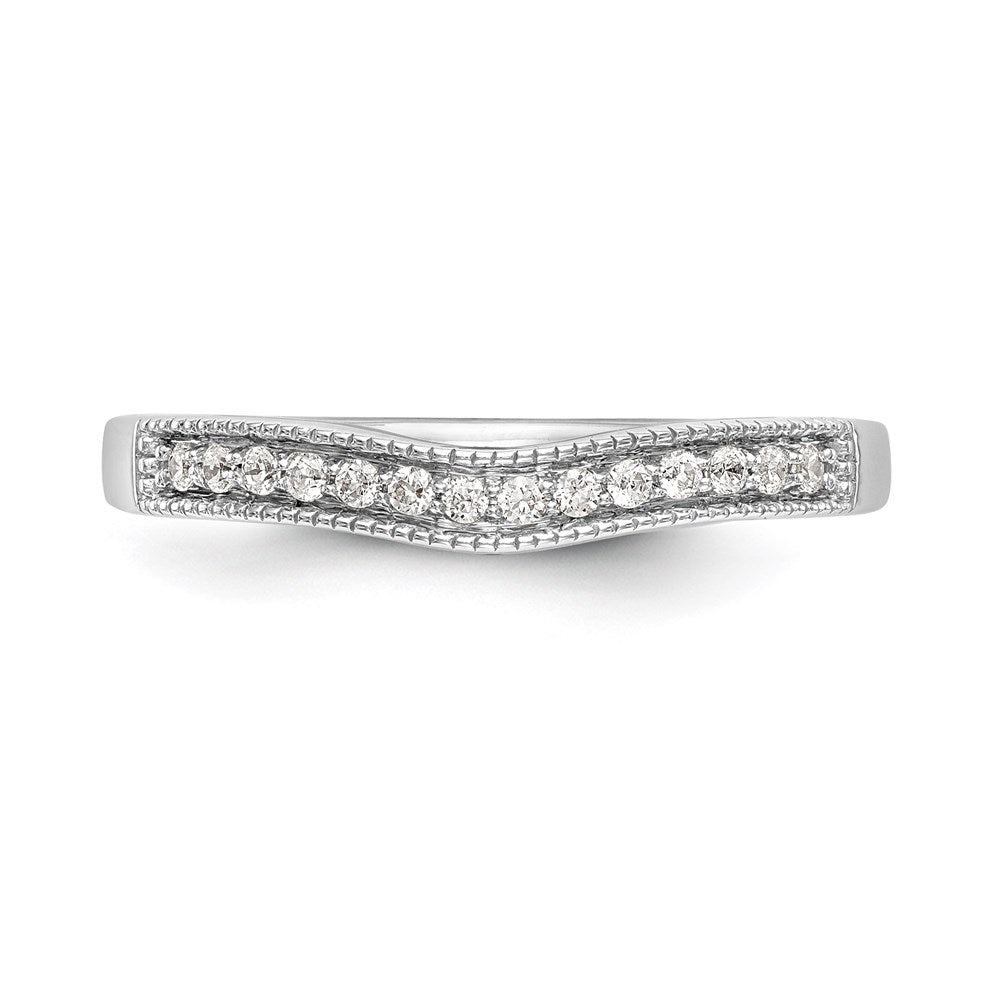 0.14ct. CZ Solid Real 14K White Gold Round Wedding Wedding Band Ring