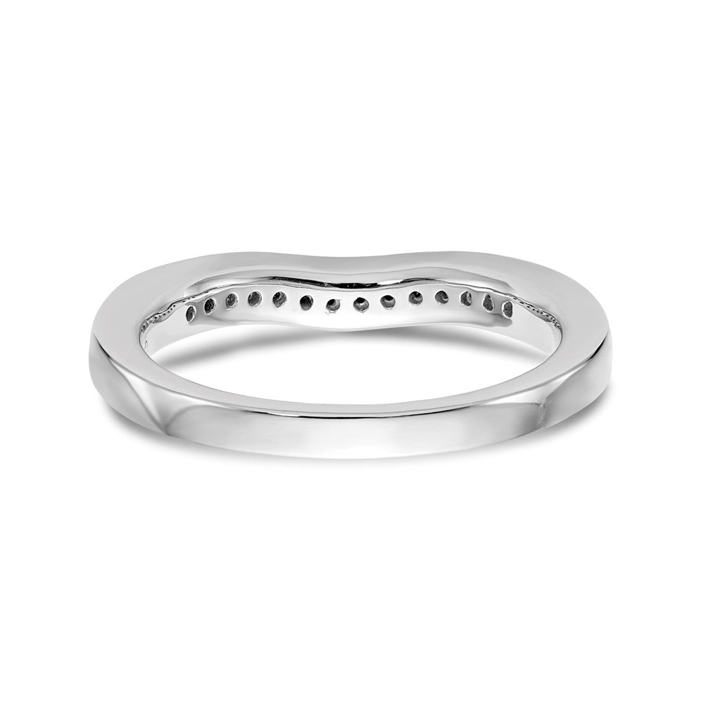 0.14ct. CZ Solid Real 14K White Gold Round Wedding Wedding Band Ring