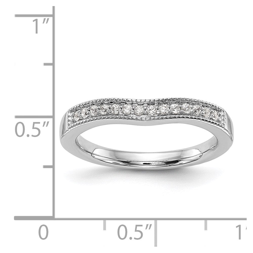 0.14ct. CZ Solid Real 14K White Gold Round Wedding Wedding Band Ring