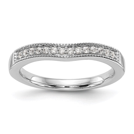 0.14ct. CZ Solid Real 14K White Gold Round Wedding Wedding Band Ring