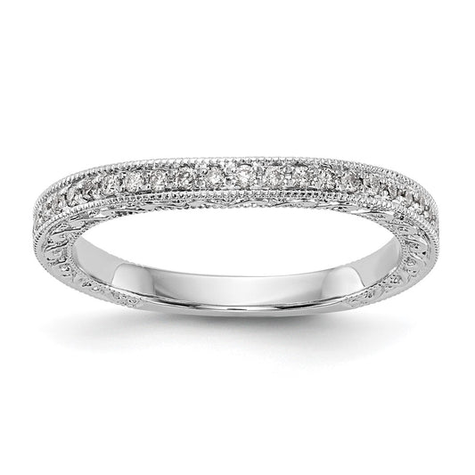 14K White Gold Real Diamond Wedding Band