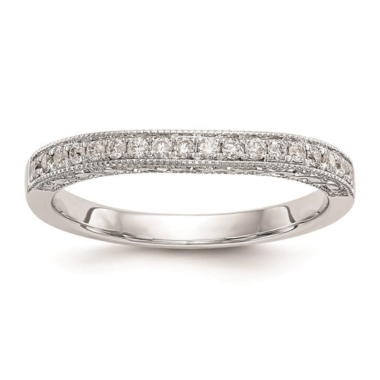 14K White Gold Real Diamond Wedding Band