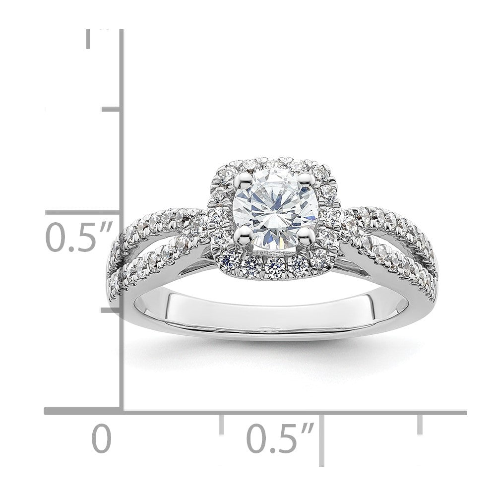 0.50ct. CZ Solid Real 14K White Gold Round Cushion Halo Engagement Ring