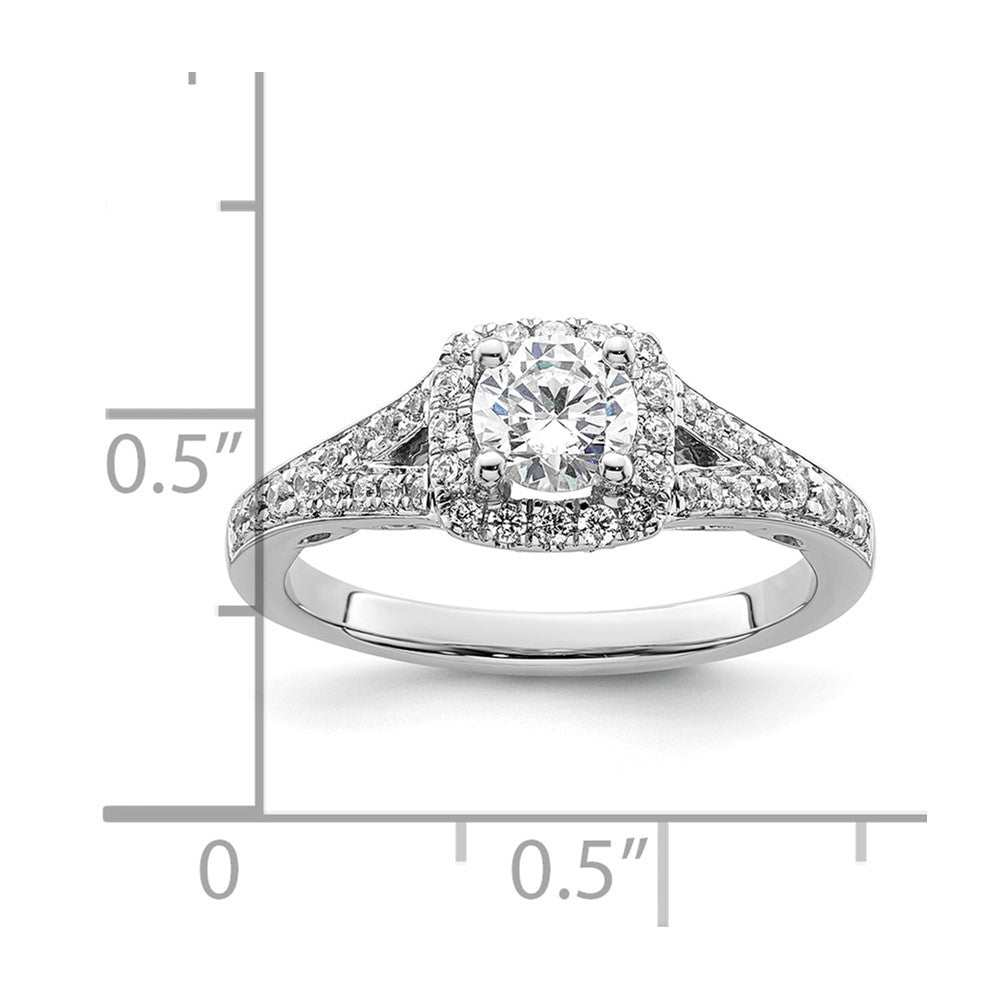 0.50ct. CZ Solid Real 14K White Gold Round Cushion Halo Engagement Ring