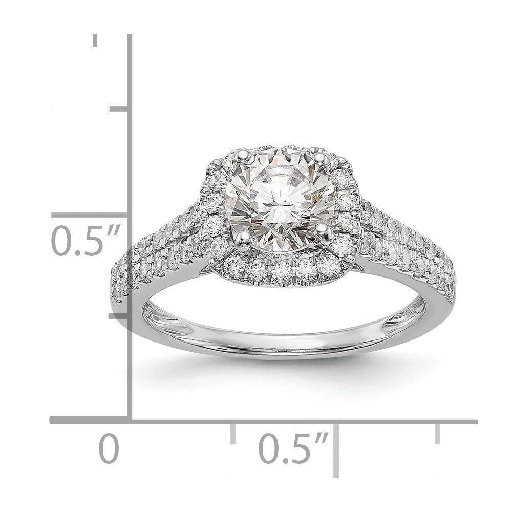 0.53ct. CZ Solid Real 14K White Gold Peg Set Cushion Halo Engagement Ring