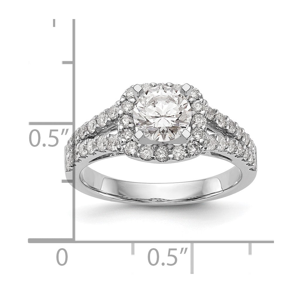 0.75ct. CZ Solid Real 14K White Gold Peg Set Dia Cushion Halo Engagement Ring