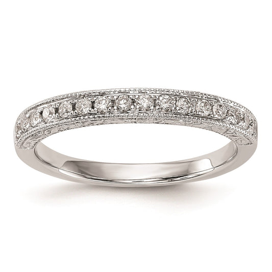 14K White Gold Real Diamond Wedding Band