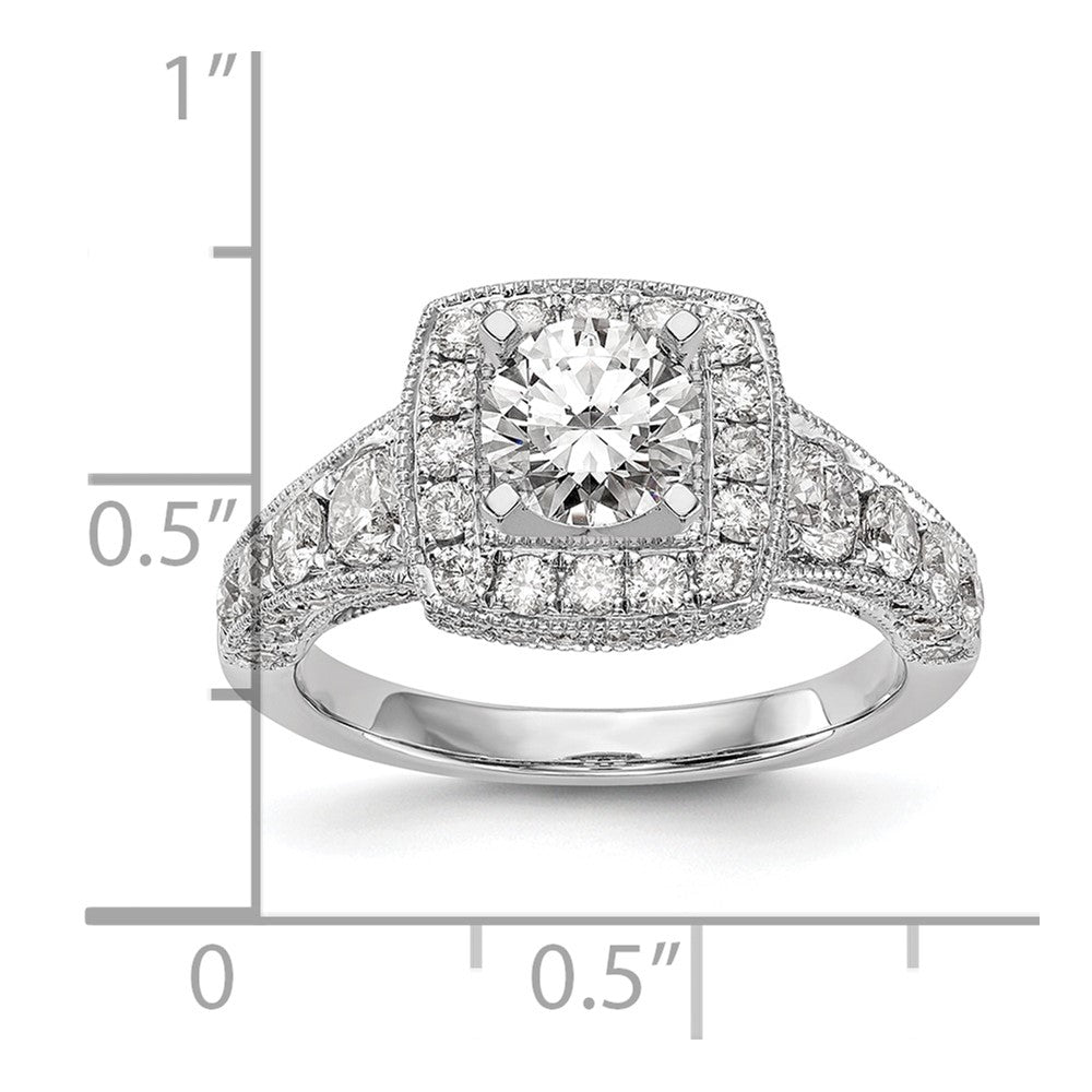 1.50ct. CZ Solid Real 14K White Gold Peg Set Cushion Halo Engagement Ring