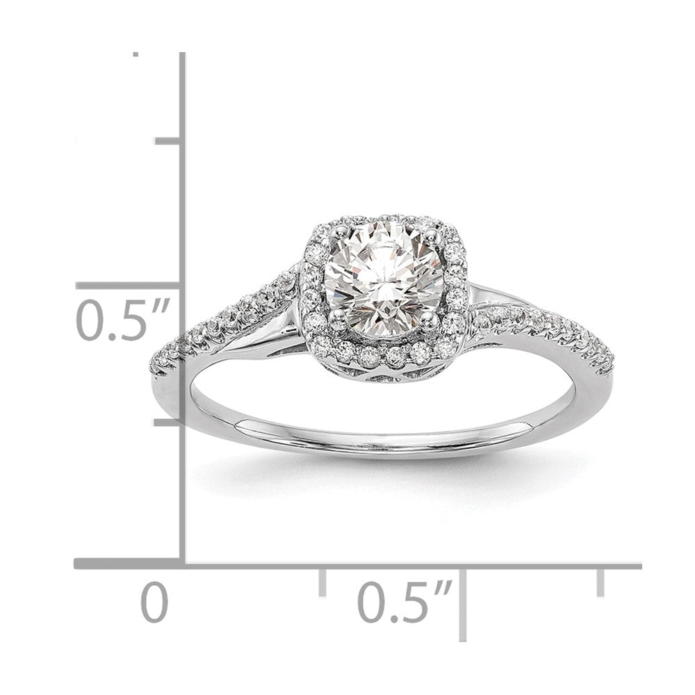 0.50ct. CZ Solid Real 14K White Gold Cushion Halo Engagement Ring