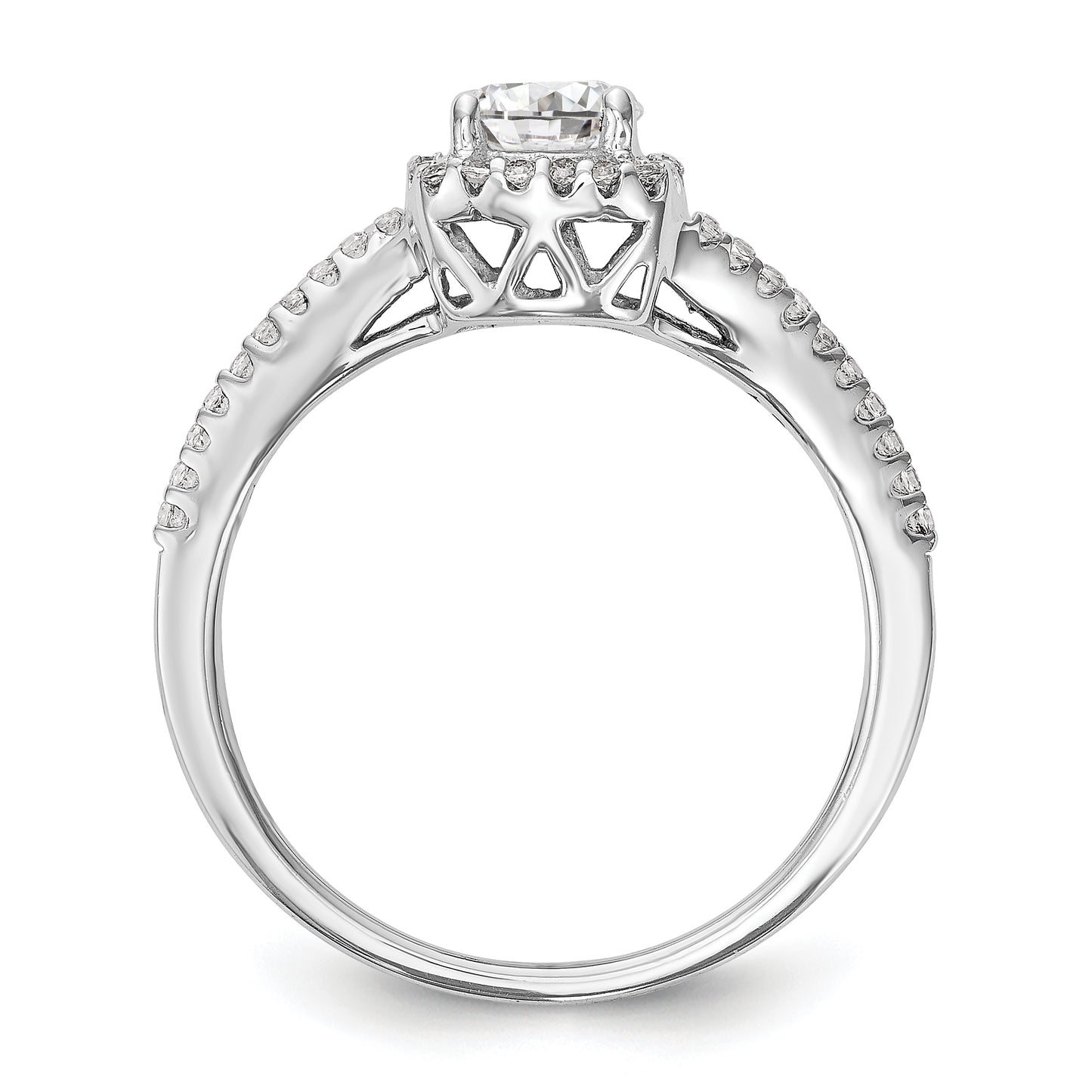 0.50ct. CZ Solid Real 14K White Gold Cushion Halo Engagement Ring