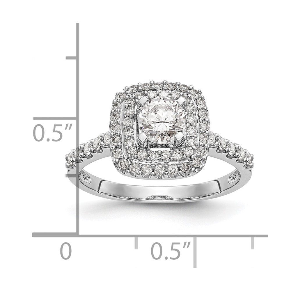 0.50ct. CZ Solid Real 14K White Gold Double Cushion HaloEngagement Ring