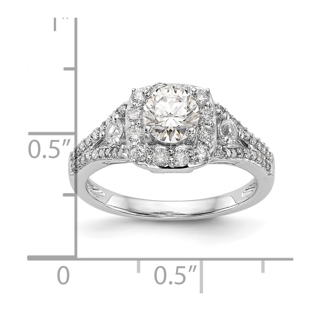 0.50ct. CZ Solid Real 14K White Gold Cushion Halo Engagement Ring