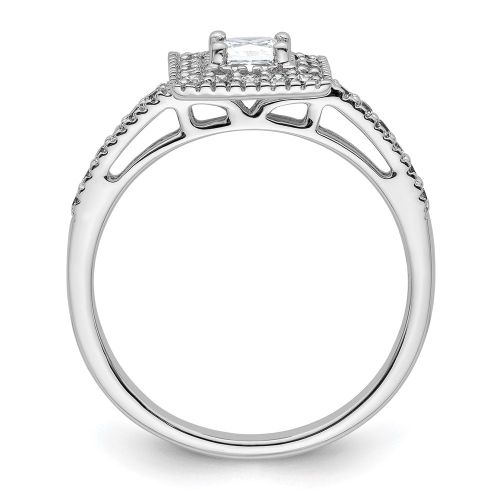 0.50ct. CZ Solid Real 14K White Gold Princess Square Halo Engagement Ring