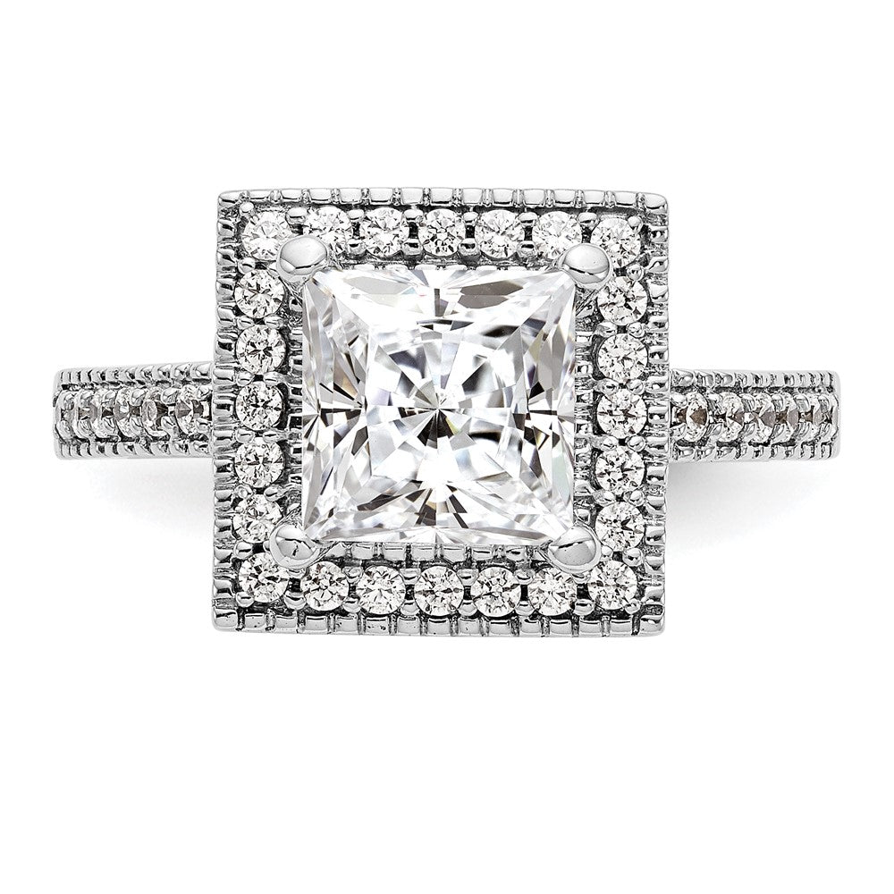 1.00ct. CZ Solid Real 14K White Gold Princess Square Halo Engagement Ring