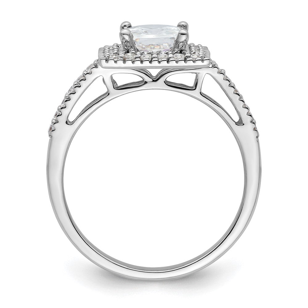 1.50ct. CZ Solid Real 14K White Gold Princess Square Halo Engagement Ring