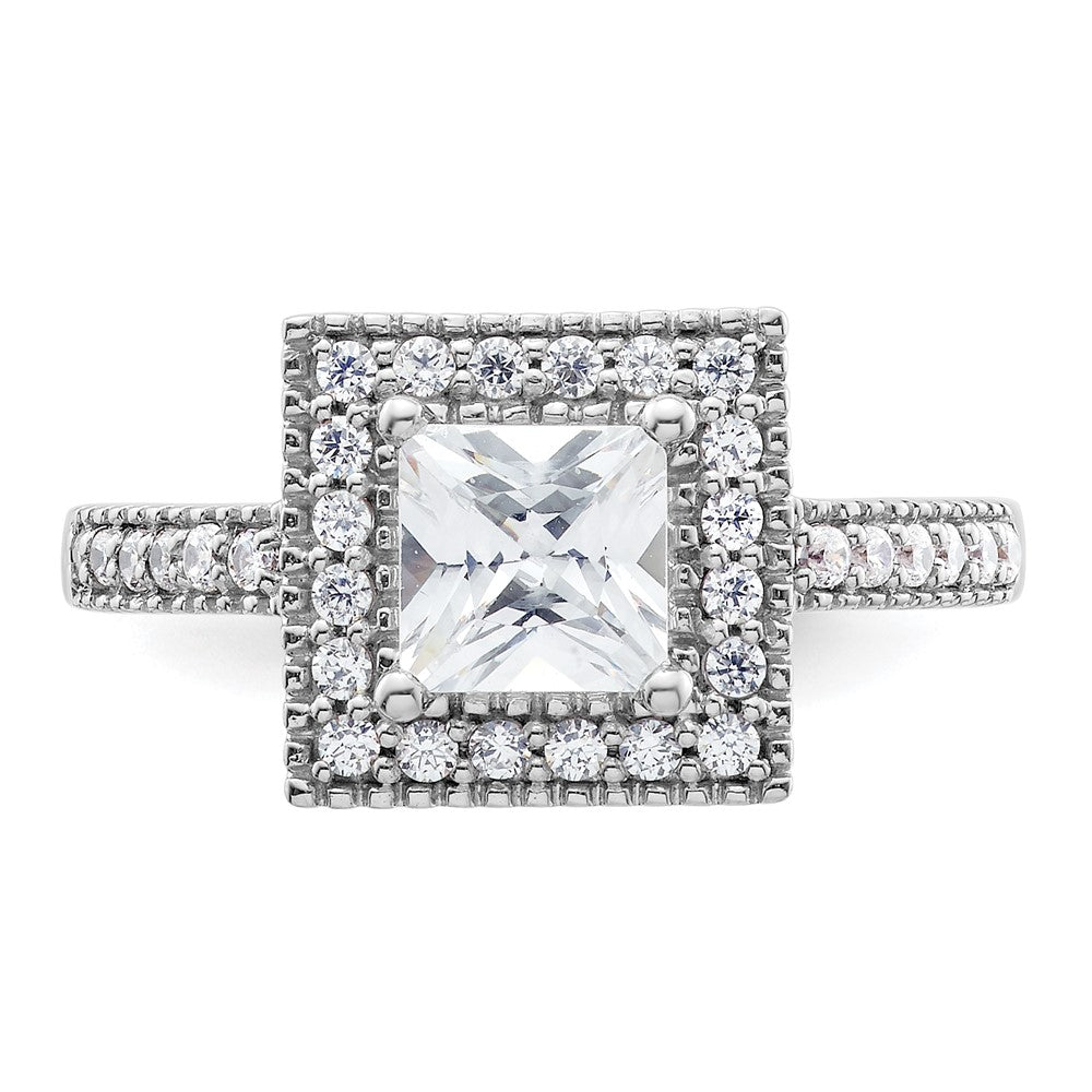 1.50ct. CZ Solid Real 14K White Gold Princess Square Halo Engagement Ring