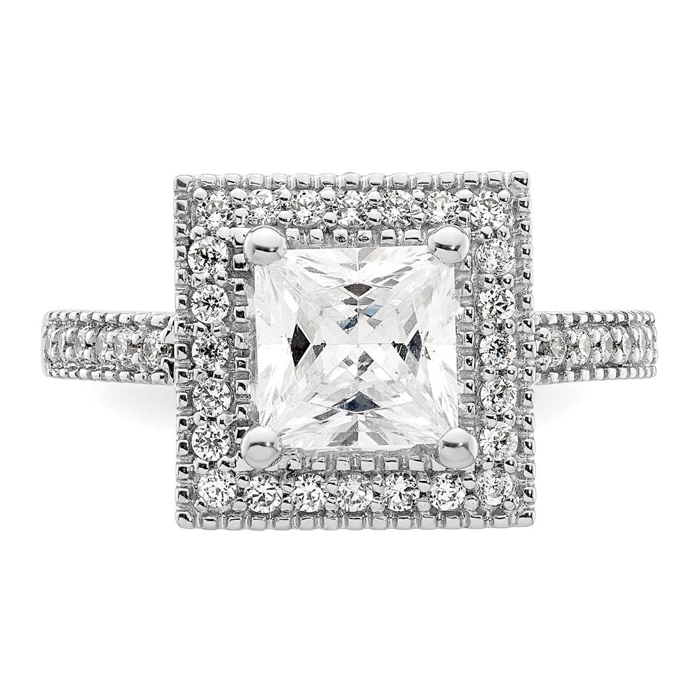 2.00ct. CZ Solid Real 14K White Gold Princess Square Halo Engagement Ring