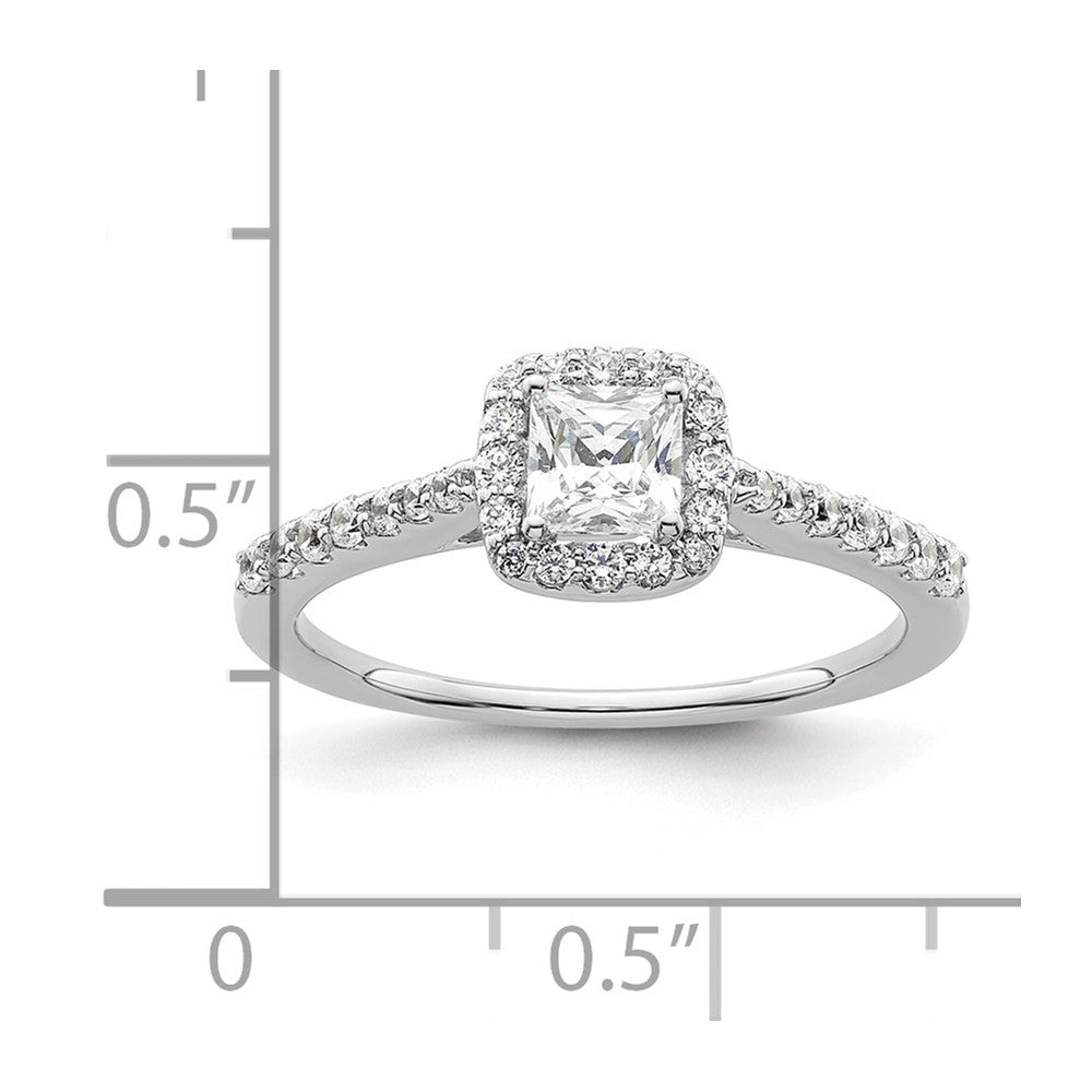 0.50ct. CZ Solid Real 14K White Gold Princess Square Halo Engagement Ring