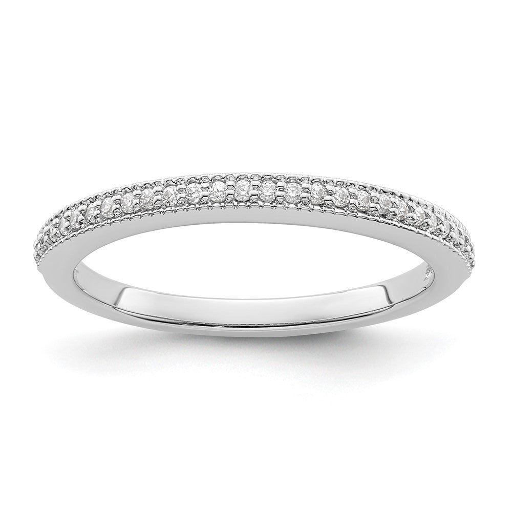 0.14ct. CZ Solid Real 14K White Gold Wedding Wedding Band Ring