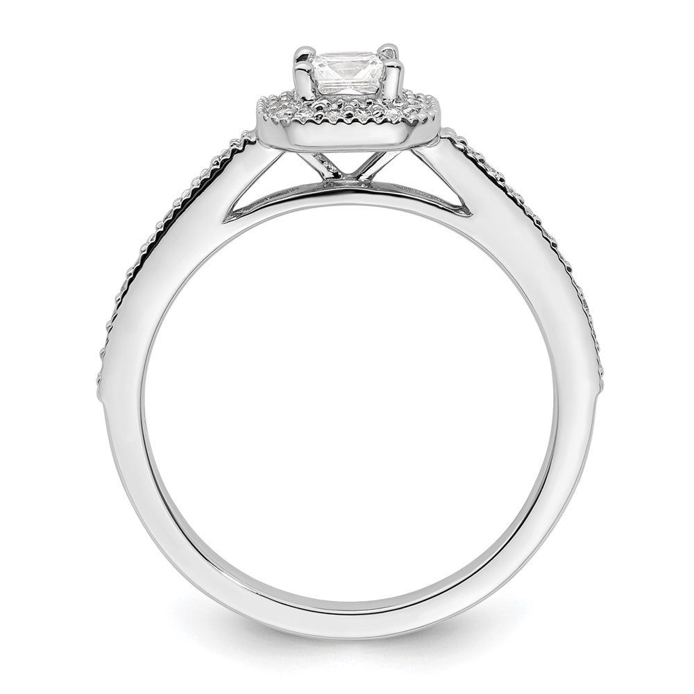 0.25ct. CZ Solid Real 14K White Gold Princess Square Halo Engagement Ring