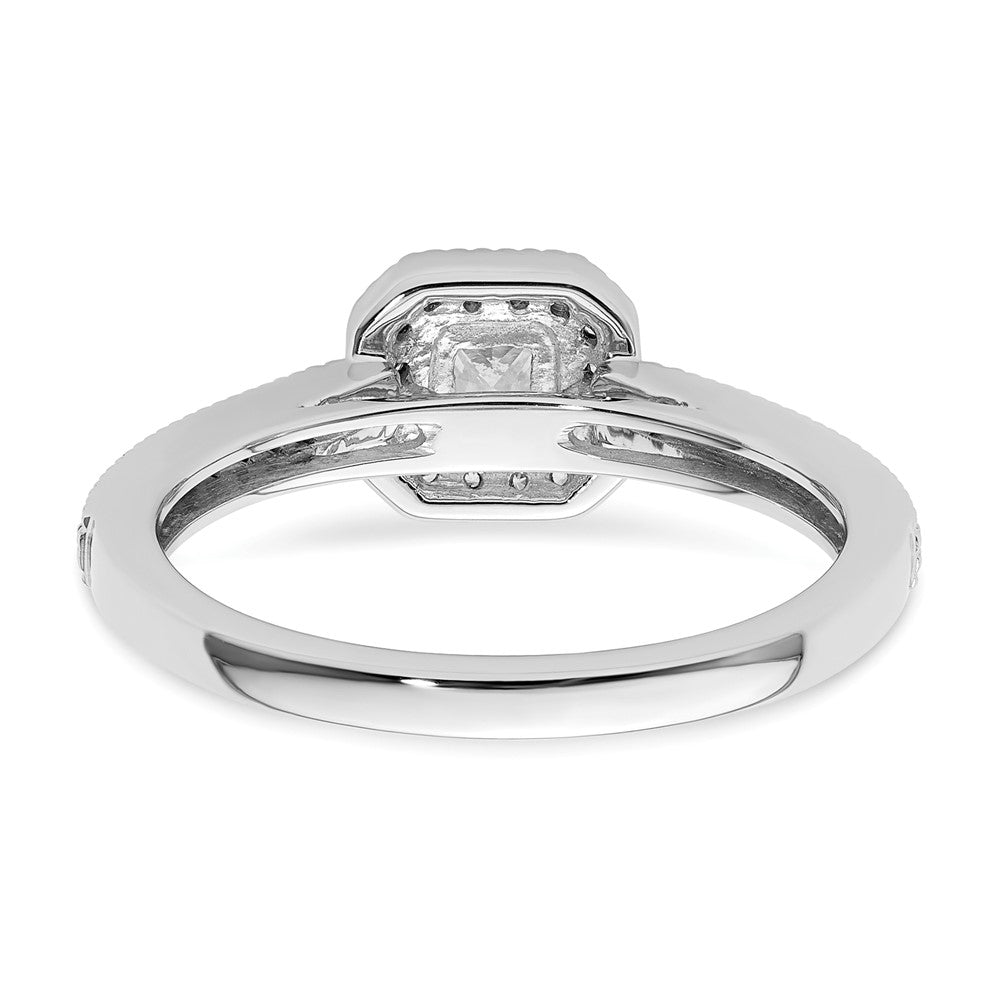 0.25ct. CZ Solid Real 14K White Gold Princess Square Halo Engagement Ring