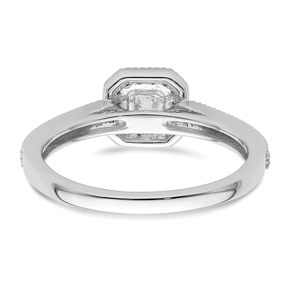 0.33ct. CZ Solid Real 14K White Gold Princess Square Halo Engagement Ring