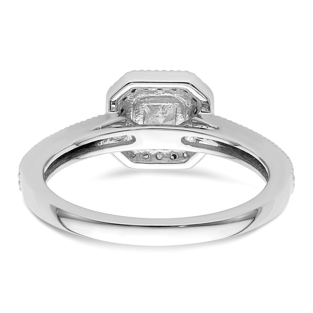 0.50ct. CZ Solid Real 14K White Gold Princess Square Halo Engagement Ring