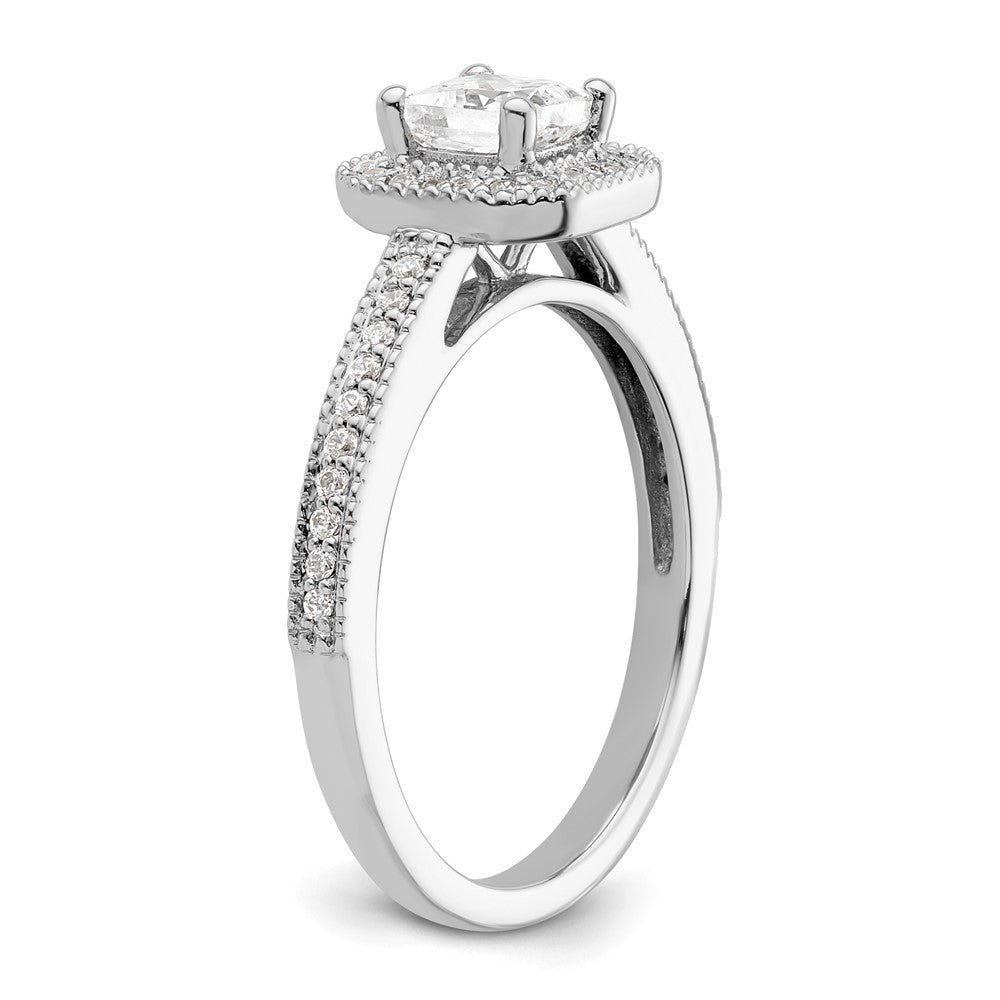 0.50ct. CZ Solid Real 14K White Gold Princess Square Halo Engagement Ring