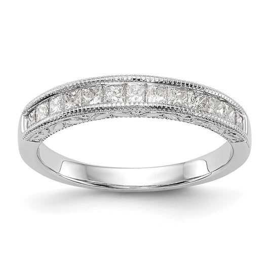 14K White Gold Real Diamond Wedding Band