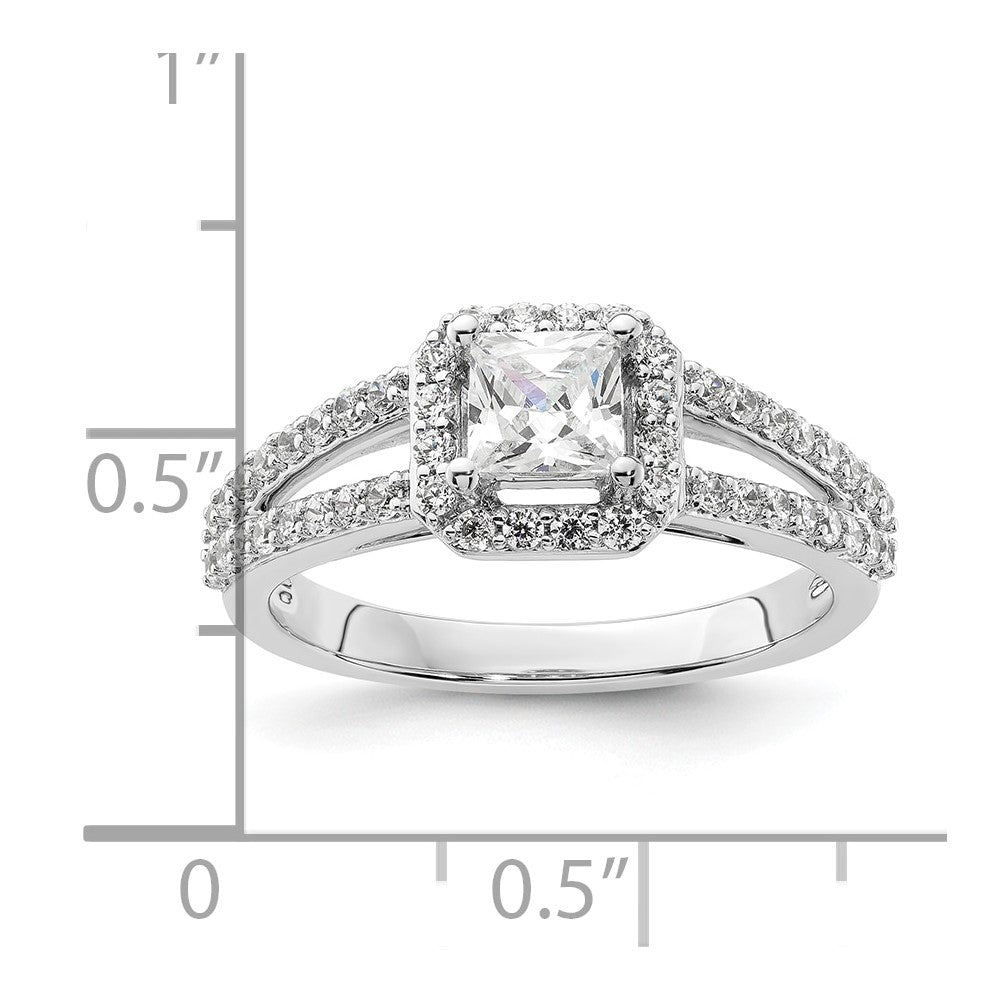 0.50ct. CZ Solid Real 14K White Gold Princess Cushion Halo Engagement Ring