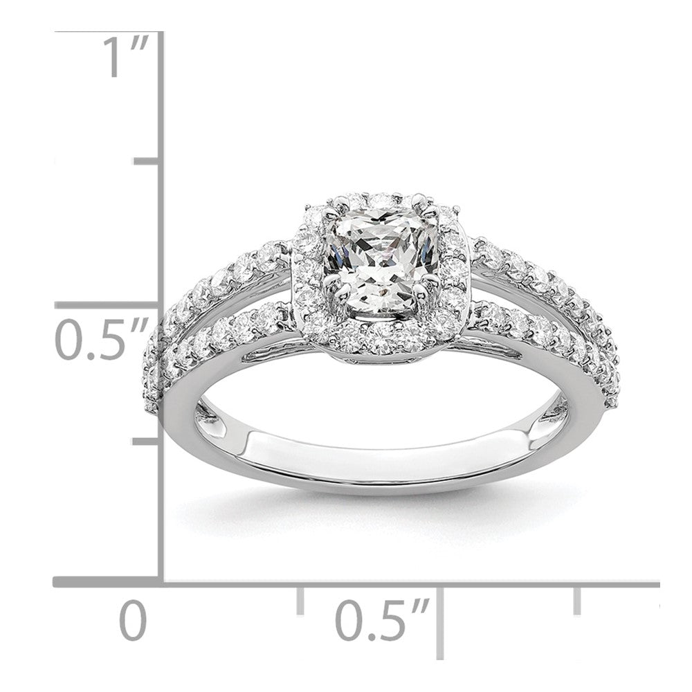 0.50ct. CZ Solid Real 14K White Gold Cushion Cushion Halo Engagement Ring