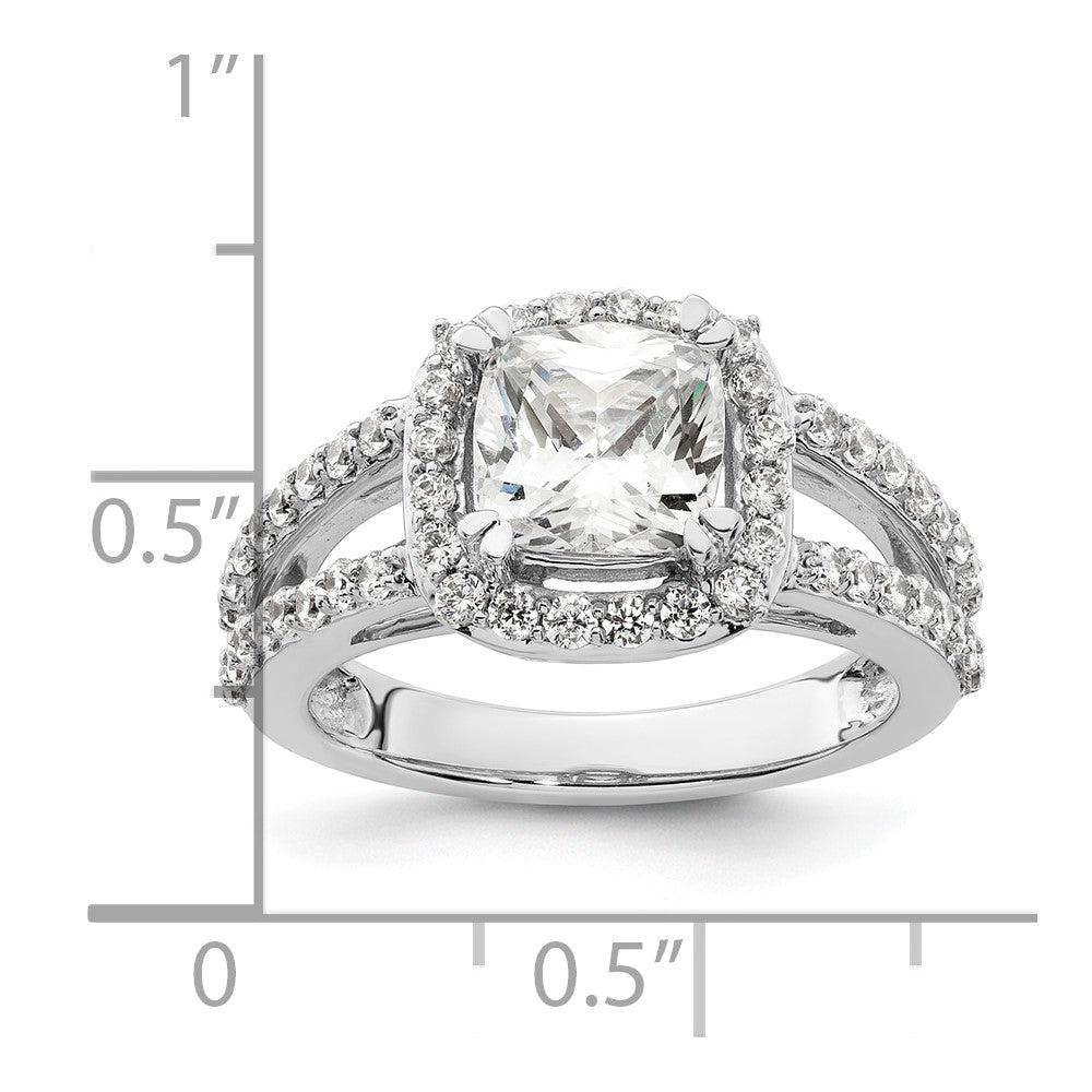 1.75ct. CZ Solid Real 14K White Gold Cushion Halo Engagement Ring