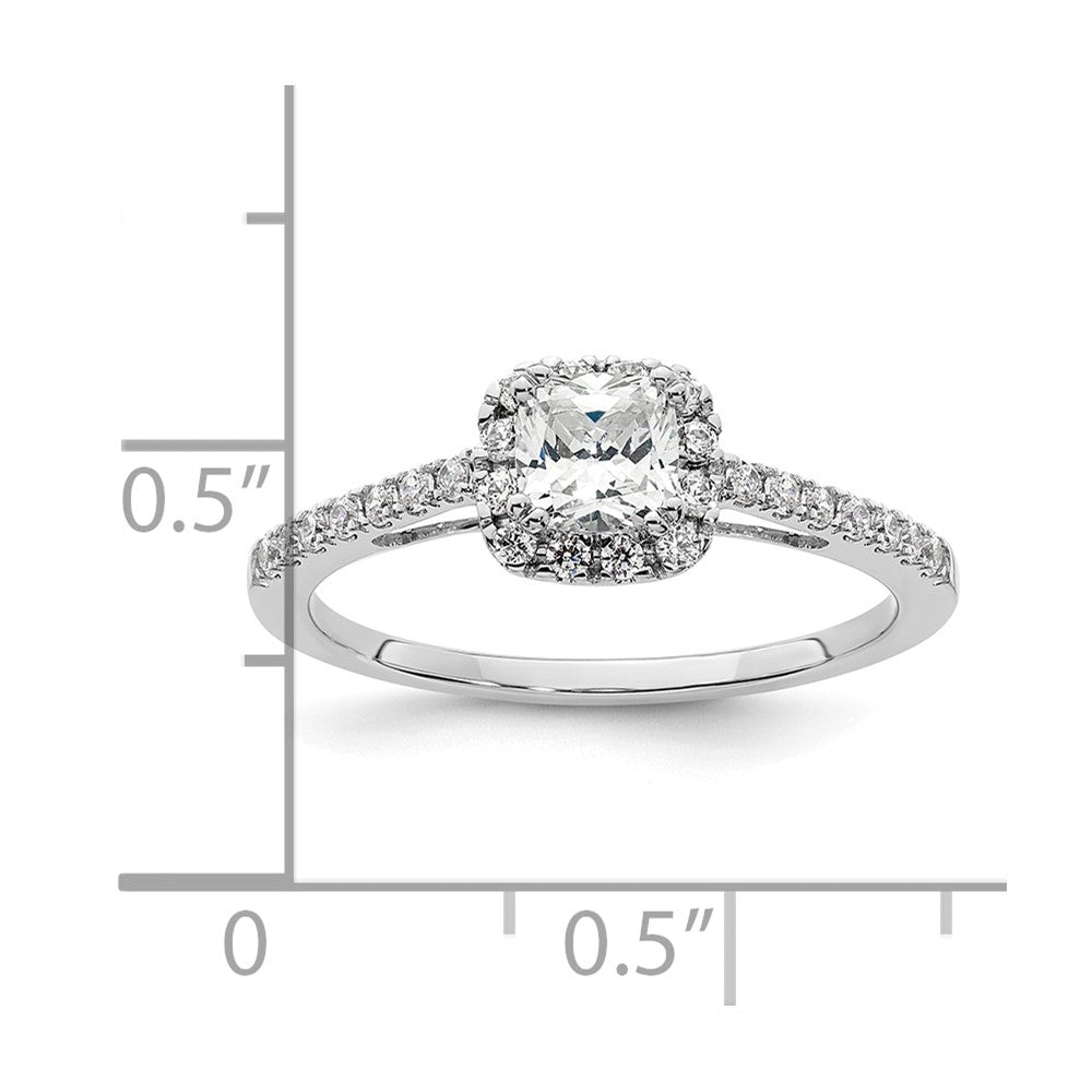 0.50ct. CZ Solid Real 14K White Gold Cushion Halo Engagement Ring