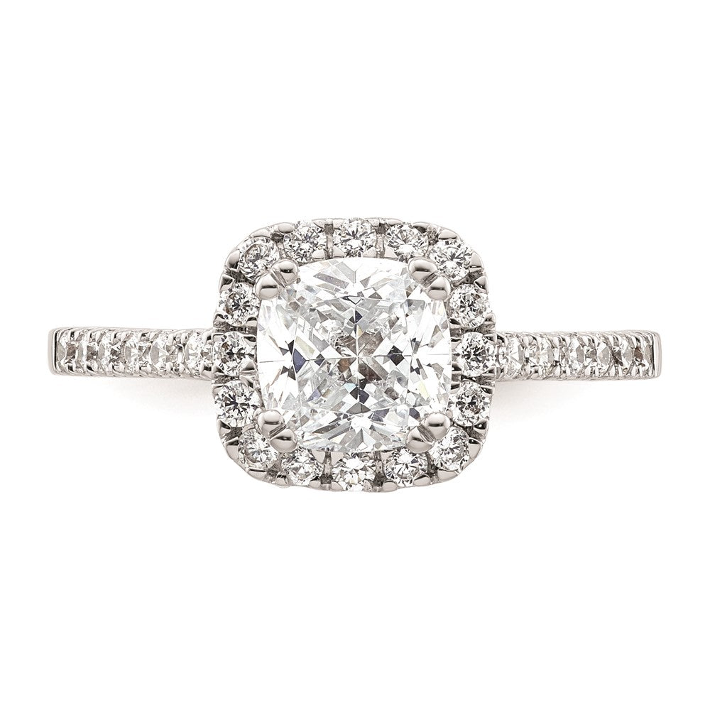 1.50ct. CZ Solid Real 14K White Gold Cushion Halo Engagement Ring