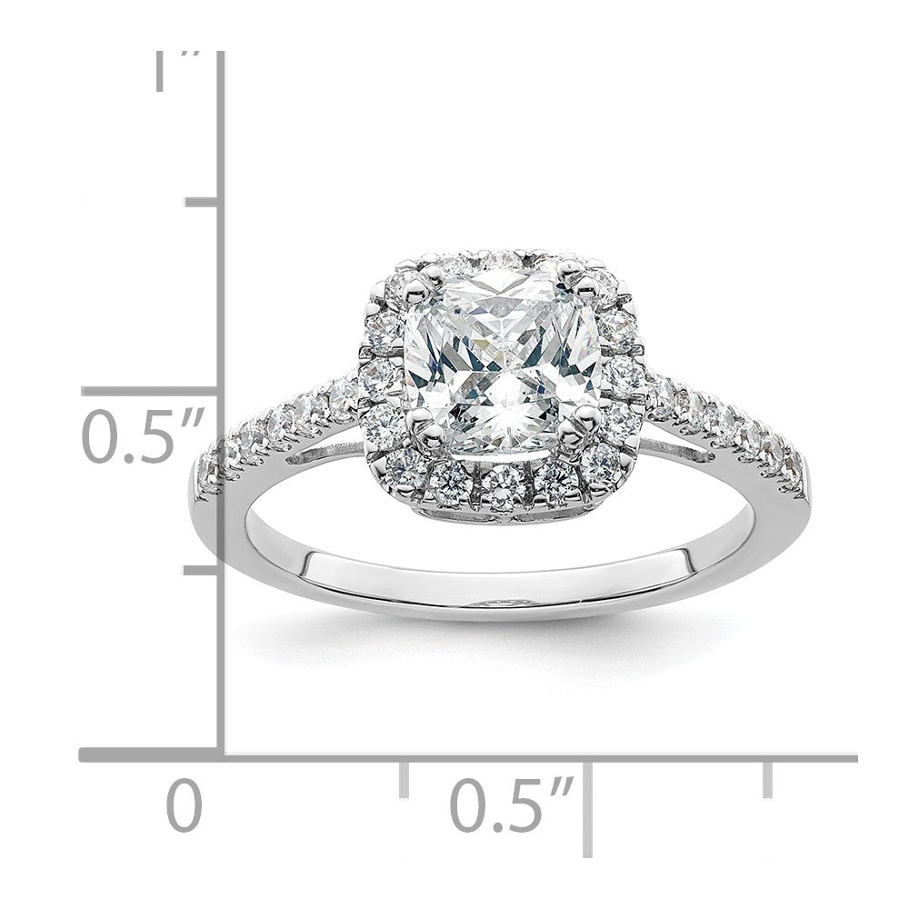 1.50ct. CZ Solid Real 14K White Gold Cushion Halo Engagement Ring