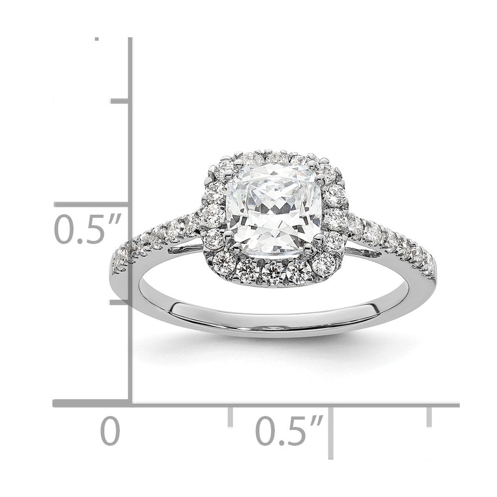 1.75ct. CZ Solid Real 14K White Gold Cushion Halo Engagement Ring