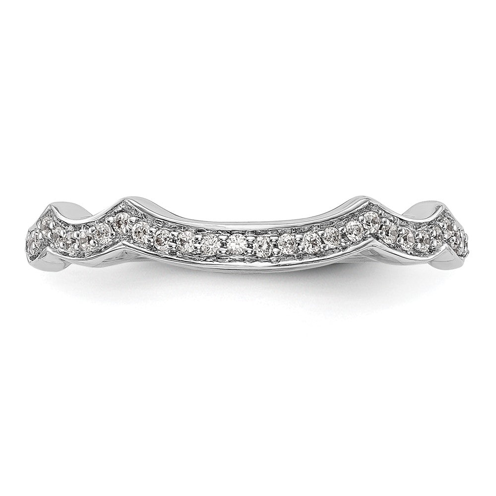 0.14ct. CZ Solid Real 14K White Gold Wedding Wedding Band Ring