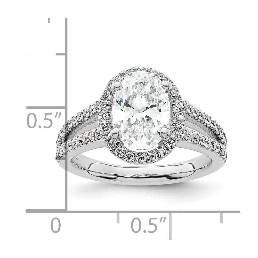 2.00ct. CZ Solid Real 14K White Gold Oval Oval Halo Engagement Ring