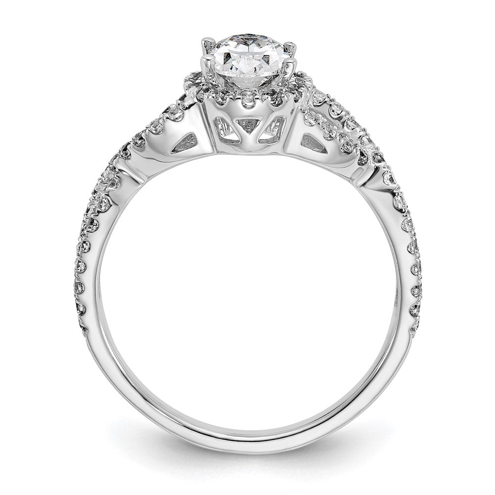 0.50ct. CZ Solid Real 14K White Gold Oval Oval Halo Engagement Ring