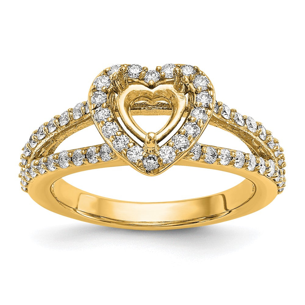 1.00ct. CZ Solid Real 14K Yellow Gold Heart Halo Engagement Ring