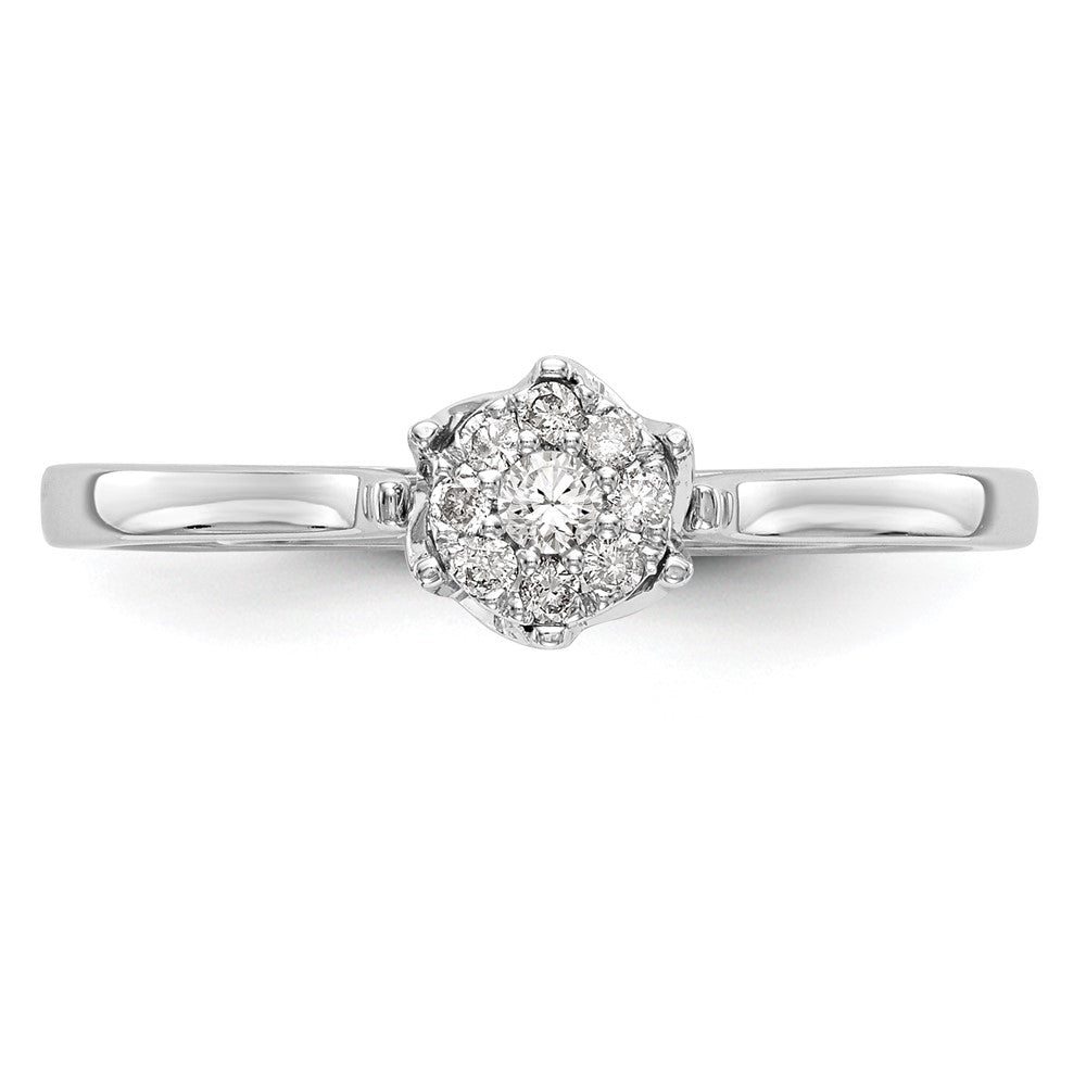 0.10ct. CZ Solid Real 14k White Gold Complete Cluster Engagement Ring