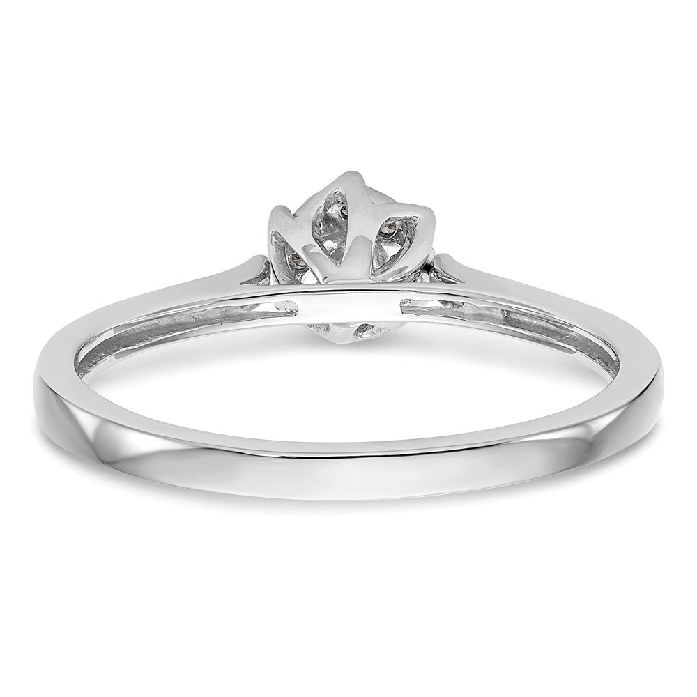 0.10ct. CZ Solid Real 14k White Gold Complete Cluster Engagement Ring