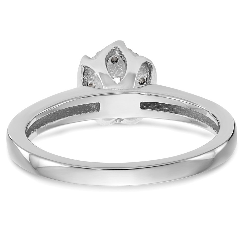 0.25ct. CZ Solid Real 14k White Gold Complete Cluster Engagement Ring