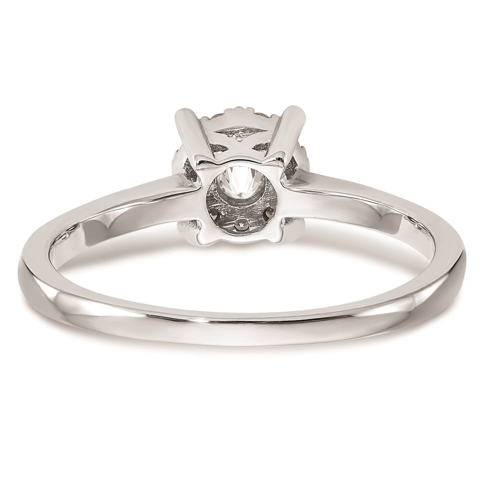 0.25ct. CZ Solid Real 14K White Gold Complete Cluster Engagement Ring